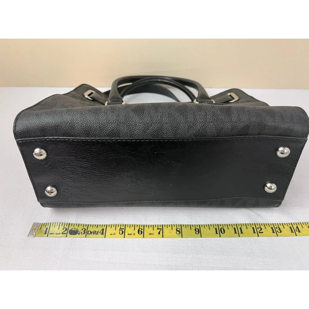 Michael Kors Hamilton Satchel Womens Medium Black Excellent Monogram Padlock